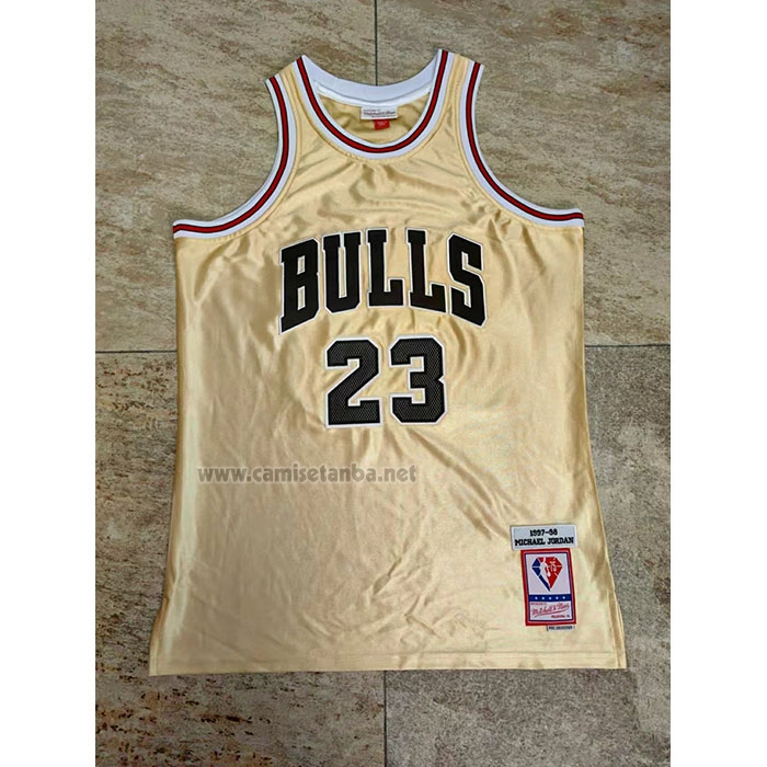 Camiseta Chicago Bulls Michael Jordan #23 75th Anniversary Mitchell & Ness 1997-98 Oro